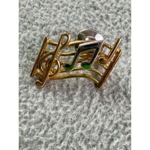 Avon Vintage Music Staff Treble Clef Notes Pin Gold Silver Tone Lapel Brooch